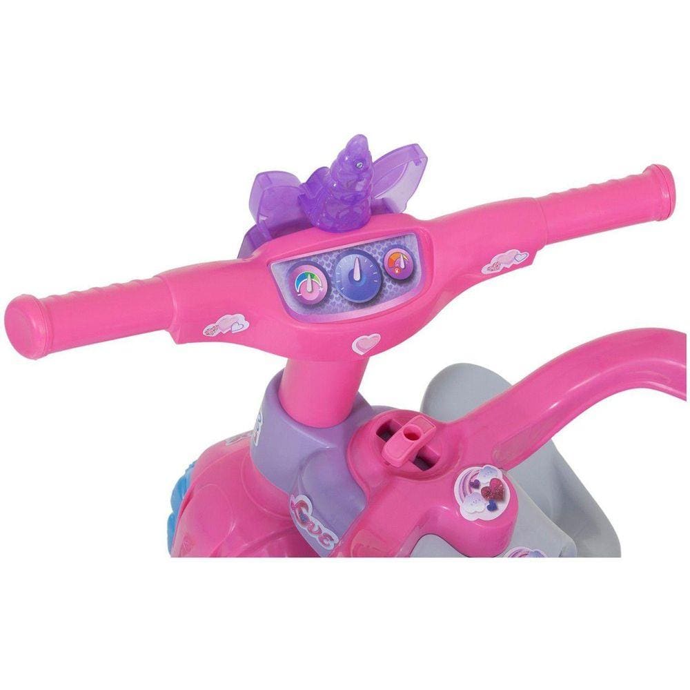 Triciclo Motoca Infantil Tico Tico Pets Rosa com Haste Removível