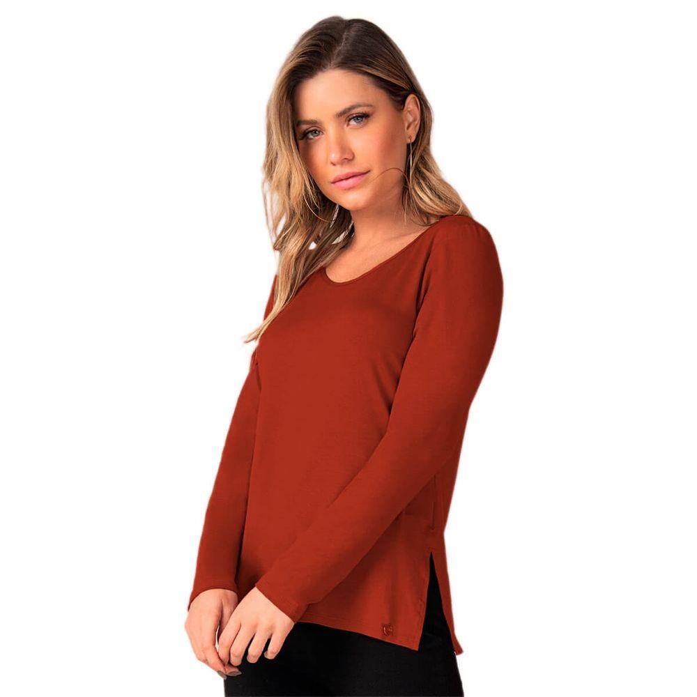 blusa feminina basica manga longa