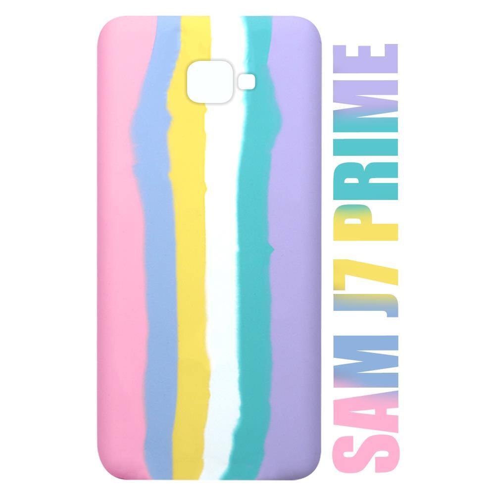 Capa Capinha Case Silicone Aveludada Arco-íris Candy Galaxy J7 Prime G610  5.5 | Ponto