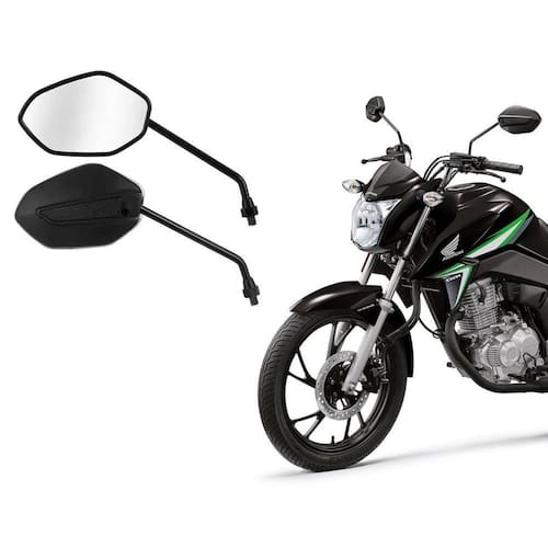 Par Espelho Retrovisor Modelo Honda Cg Titan Fan Cargo Start 125 150 160 De 2014 Ate 2021 - Rosca Motos Honda Universal M10