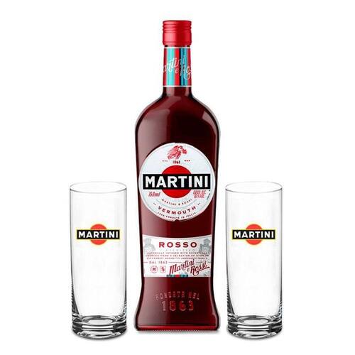 Vermouth Martini Rosso 750Ml + 2 Copos Vidro Ponto