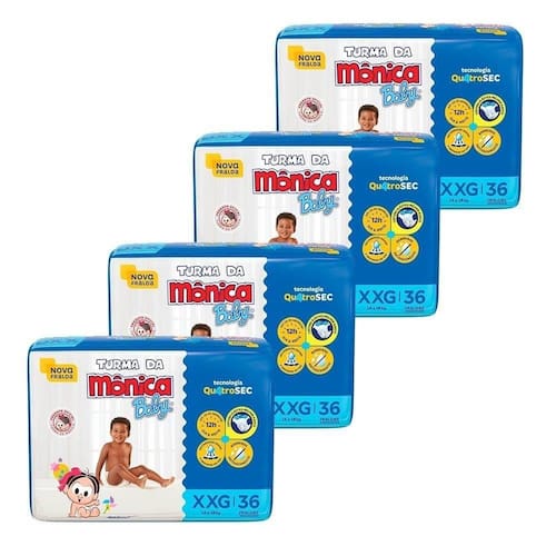 Fralda Descartável Turma da Mônica Mega Extra Extra Grande 4 Pacotes com 36 Tiras é boa?