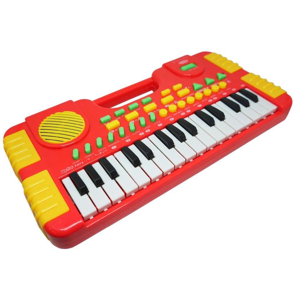 Piano de teclado infantil com suporte destacável, alto-falante