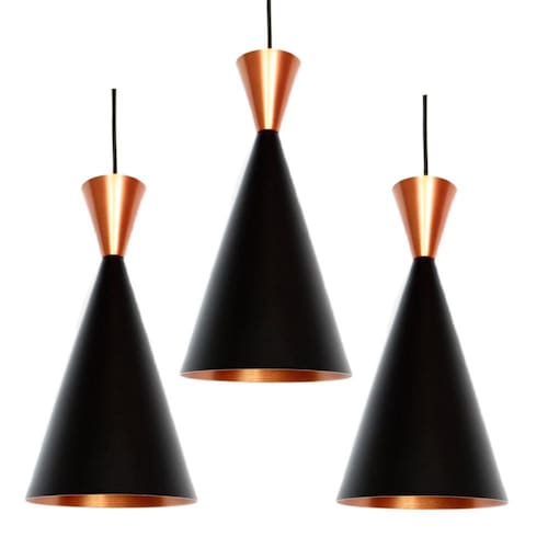 Kit 3 Luminárias Pendentes Cone Canadá Preto Menor preço em Kit 3 Luminárias Pendentes Cone Canadá Preto