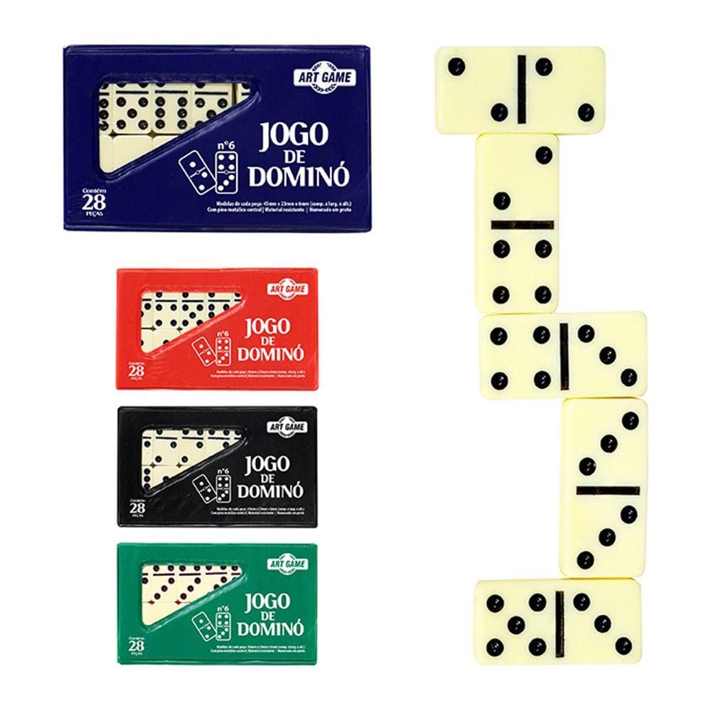 Jogo De Domino Profissional Osso 28 Peças Coloridos - MB