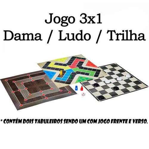 Jogo Dama E Trilha 2 Em 1 Tabuleiro Básico De Madeira 31x31