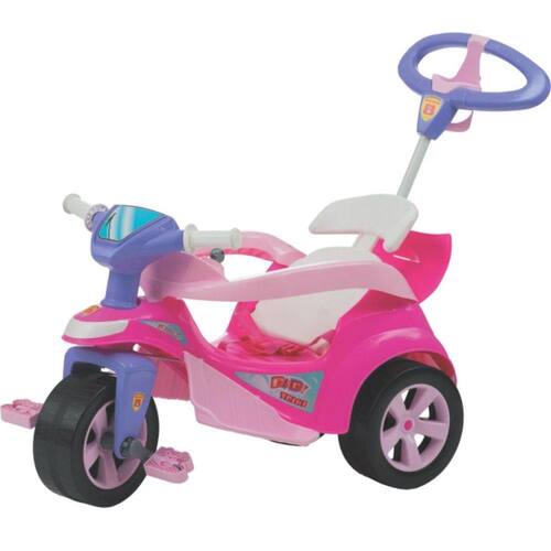 Triciclo Infantil Mototico com Empurrador - Rosa