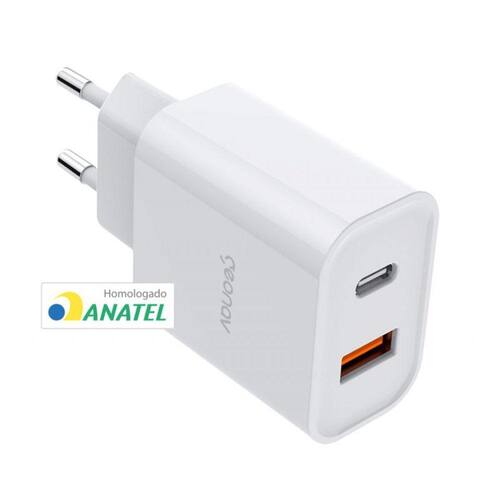 Carregador De Tomada Duo Geonav 1 Usb-A/18W 1 Usb-C/20W Branco Ch20pdqc Menor preço em Carregador De Tomada Duo Geonav 1 Usb-A/18W 1 Usb-C/20W Branco Ch20pdqc
