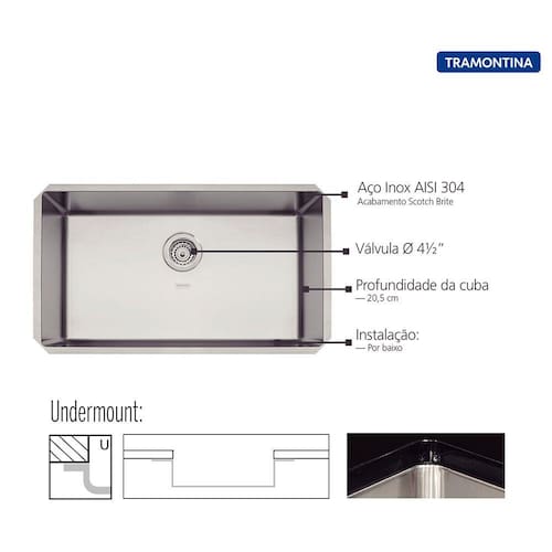 Cuba Tramontina Quadrum 70X40cm Inox Undermount é boa?