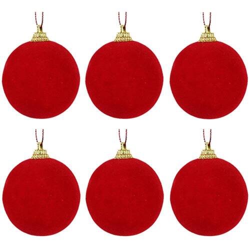 Kit 6 Bolas de Natal Vermelha Camurça | Ponto Kit 6 Bolas de Natal Vermelha Camurça | Ponto