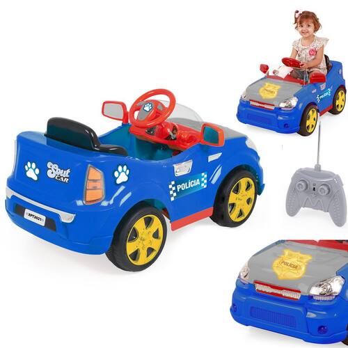 Carro Eletrico com Controle XPlast Sout Car 6V Police Azul Menor preço em Carro Eletrico com Controle XPlast Sout Car 6V Police Azul