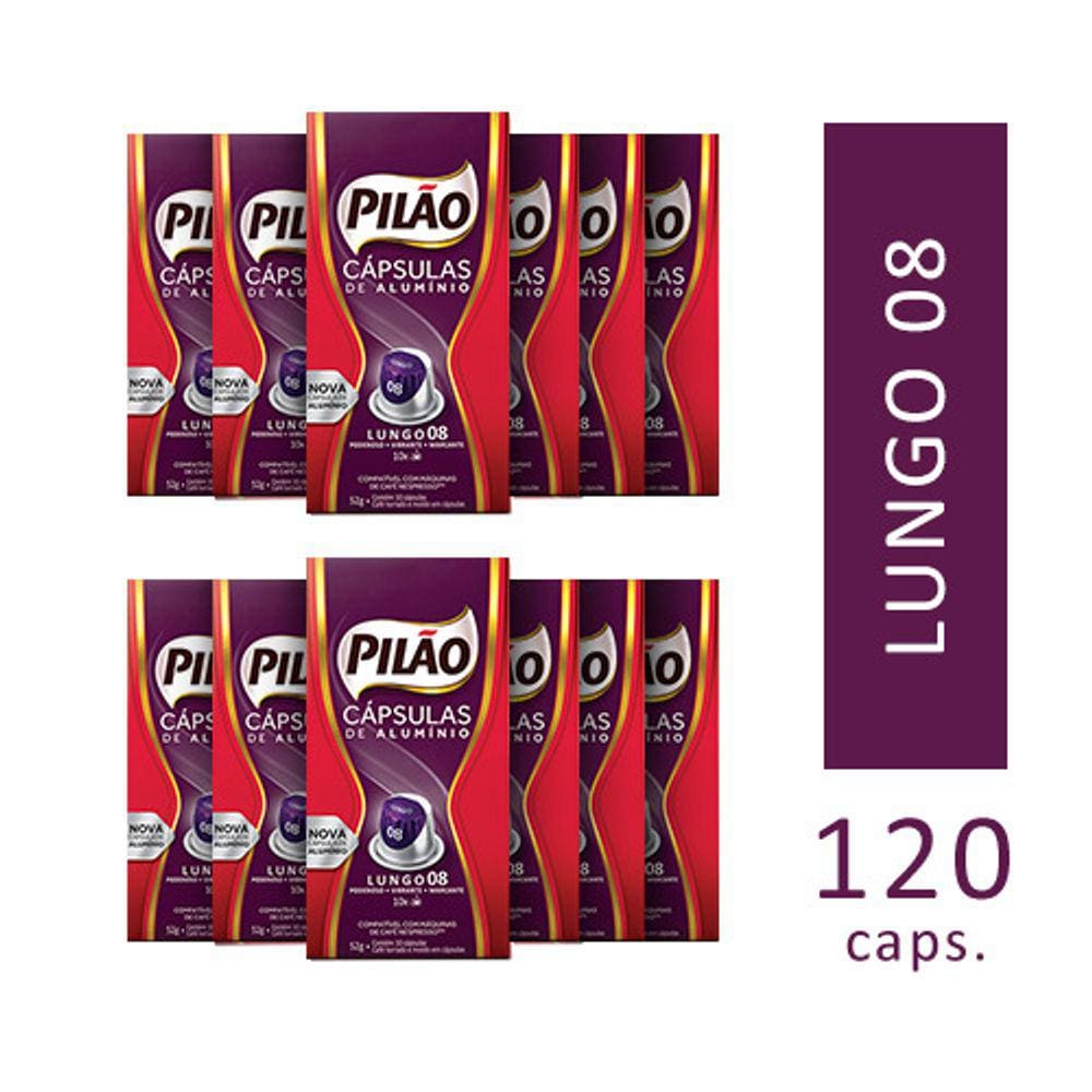 Kit 120 Cápsulas De Alumínio Pilão Lungo 8 10 unidades