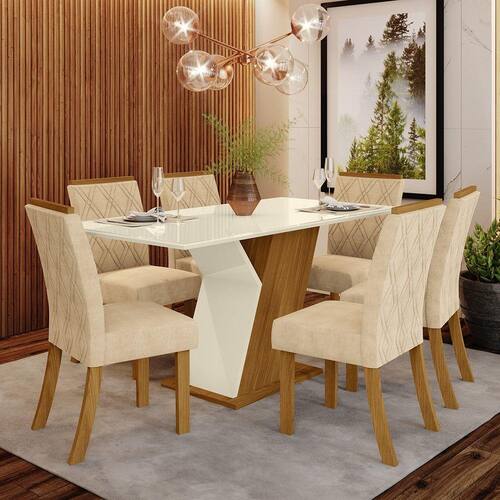 Conjunto Sala de Jantar Mesa e 6 Cadeiras Kate Espresso Móveis