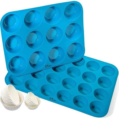 Silicone Muffin Pan & Cupcake Baking Set Non Stick, BPA Free