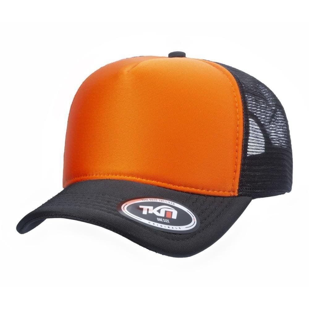 Boné Trucker Preto/Laranja Ajuste Telinha Redinha Aba Curva | Ponto