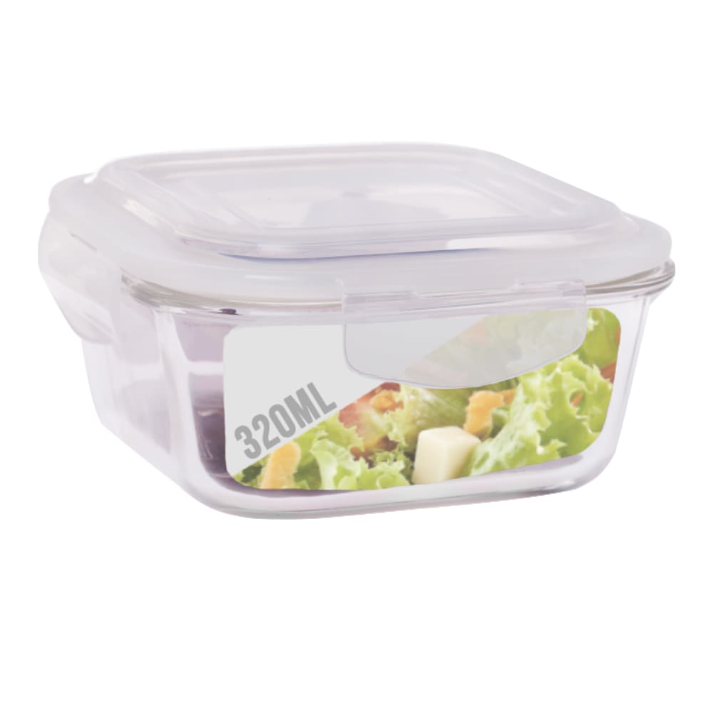 Pote Vidro 320ML (Vai ao Forno, Microondas) Quad c/ Tampa