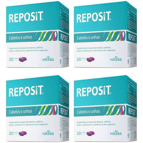 Combo 4x Reposit For a Para Os Cabelos Unhas Mais Resistentes 30caps 