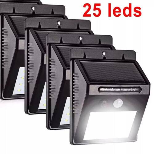 Kit 4 Luminária Solar de Parede 25 Leds Ponto