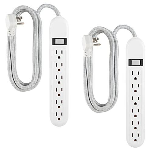 Protetor de surto de 6 saídas cordinate, 2 pacote, cabo de extensão