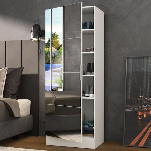 Sapateira 1 Porta com Espelho Jade Plus Multimóveis Branca Menor preço em Sapateira 1 Porta com Espelho Jade Plus Multimóveis Branca