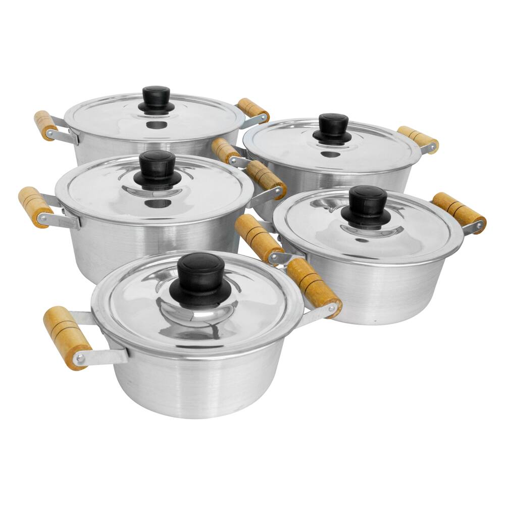 Conjunto Caçarola Cônica Lixada 05 Peças Alumínio Certificadas Inmetro