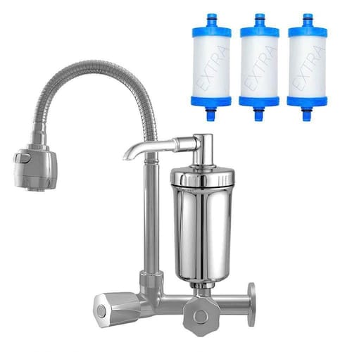 Torneira Com Filtro Cozinha Parede Gourmet + 3 Refil Extra Menor preço em Torneira Com Filtro Cozinha Parede Gourmet + 3 Refil Extra