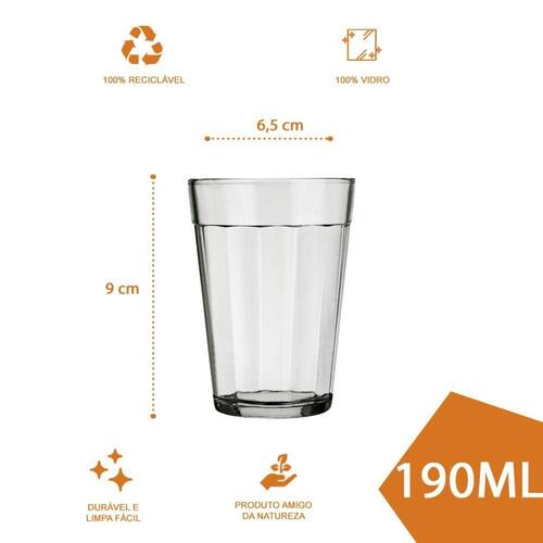 Copo Americano 450ml Nadir Jogo De Copos De Vidro Kit Com 24 Cor  Transparente