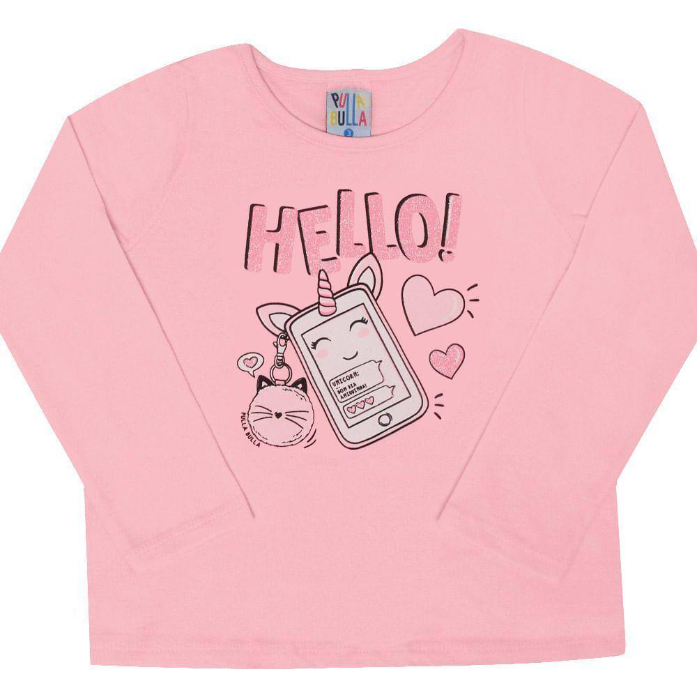 blusa manga longa rosa bebe