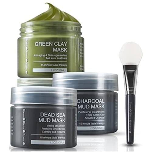 Bisou Bisou Bisou Clay, Dead Sea Mud & Charcoal Gel Face Mask Trio Com