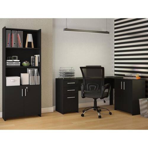 Conjunto Para Escritório 2 Peças com Mesa de Canto em L e Armário Branco Notável Móveis é boa?