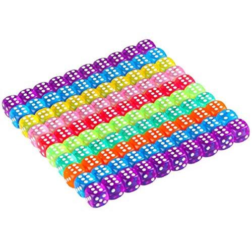 100 Pcs Cores Translúcidas 6 Jogos De 6 Lados Dice Set, 14 mm De Canto