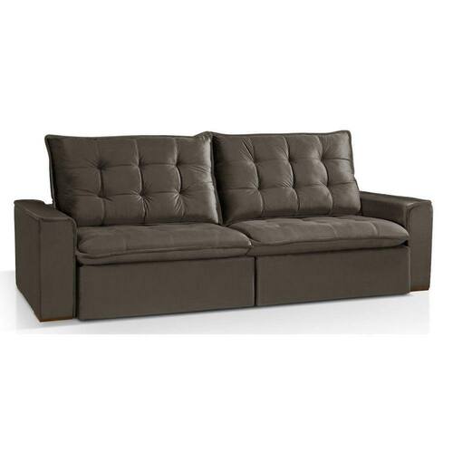 Sofá Modular 4 Lugares Retrátil e Reclinável Veludo Marrom Ponto