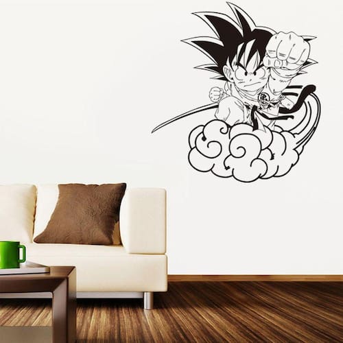 Dragon Ball Sun Goku Anime Vinil Adesivos de parede Criativo PVC Auto  Adesivo Parede Removível Decalque para Decoração de Quarto 57x61cm Preto -  Escorrega o Preço