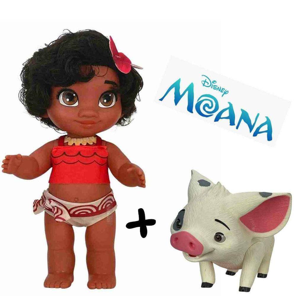 Kit Boneca Moana 33cm + Porquinho Pua 23cm - Vinil Articulados Disney ...