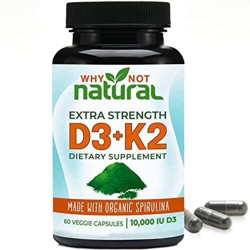 Vitamina D3 K2 (MK7) com Espirulina Orgânica, Suplemento de Força