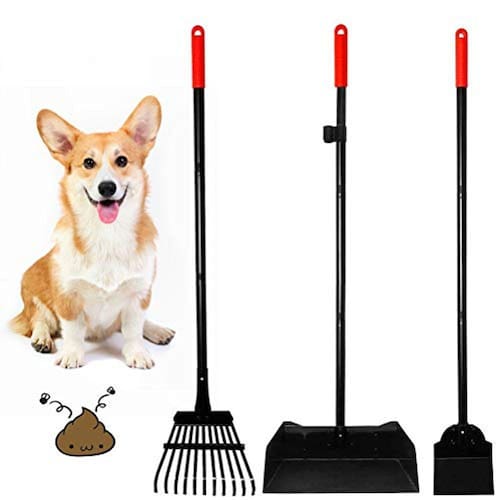 EXPAWLORER Dog Poop Rake and Scoop 3 Pack Upgraded Metal Pooper Scooper for Dogs, Pet Waste