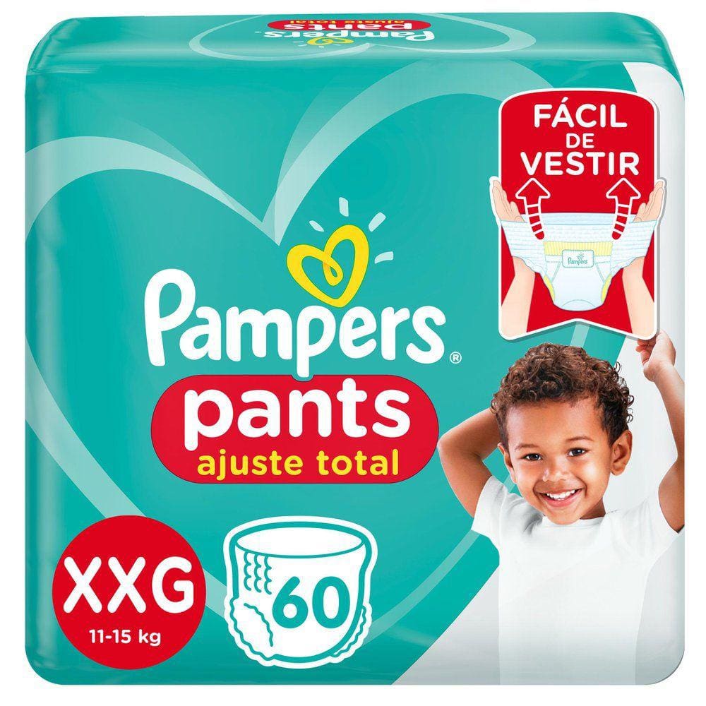 Fralda Pampers Pants Ajuste Total Tamanho XXG - 60 Unidades
