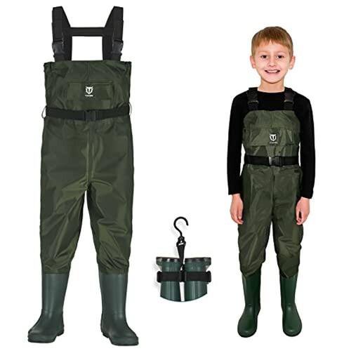 TideWE Chest Waders for Kids, Waterproof Youth Waders with Boot Hanger