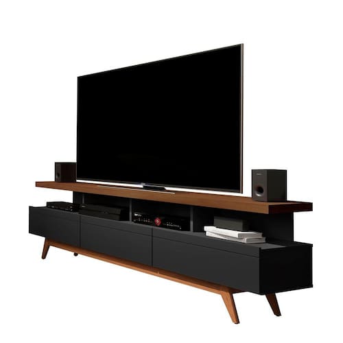 Rack Para TV Até 72" Vivare 1,8 Wood Germai - Black / Freijó