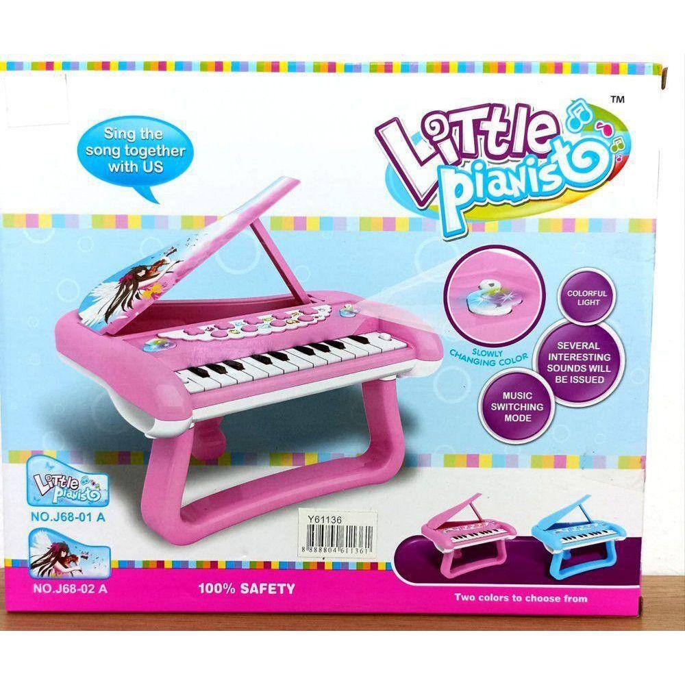 Piano Infantil Rosa Menina Musical Microfone Teclado em Promoção