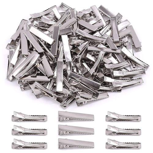 200Pcs 1,25 polegada/ 3,2 cm Alligator Hair Clips Bulk Silver Single Pron Clips For Bows Makin