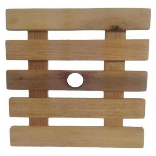 Suporte Para Vaso Madeira 25Cm Quadrado Roda Rodizio Cristal Ponto