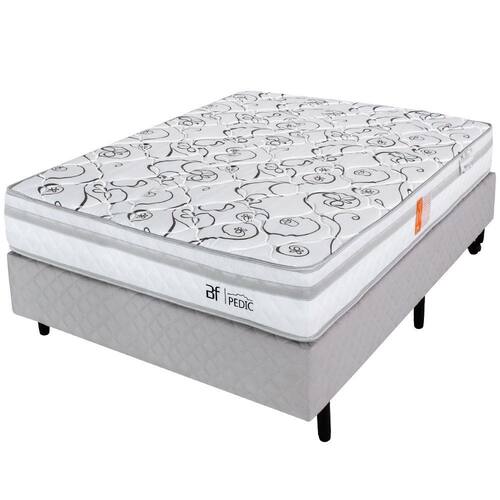 Menor preço em Cama Box Queen Colchão Ortopédico Espuma D28 Certificada Box Cinza BF Colchões 158x198x56cm
