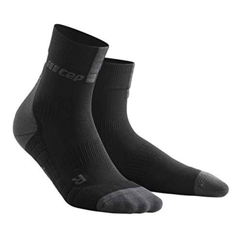 CEP Men`s Crew Cut Compression Socks, Short Socks 3.0, Black/Dark Grey