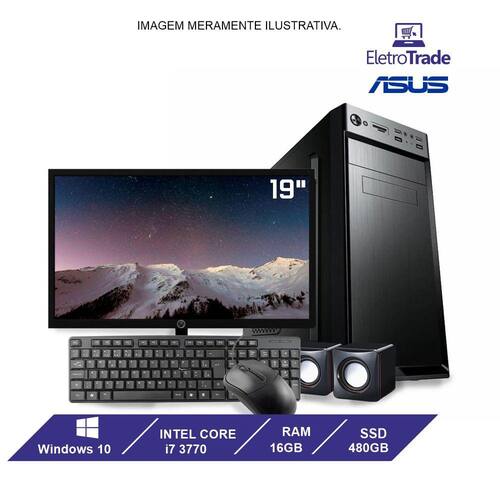 Computador PC CPU Flex ASUS i7 3770 16GB RAM SSD 480GB Com Kit Monitor 19" Windows 10 é boa?