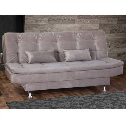 Sofá Cama 3 Lugares com 2 Almofadas Salomé Matrix Granite Marrom Claro