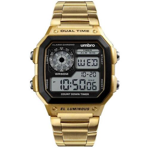 Relógio Umbro Umb202G Unissex Cronógrafo Calendário Dourado Ponto