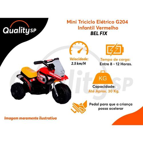 Moto Cross Eletrica Infantil 6V Vermelho - Belfix