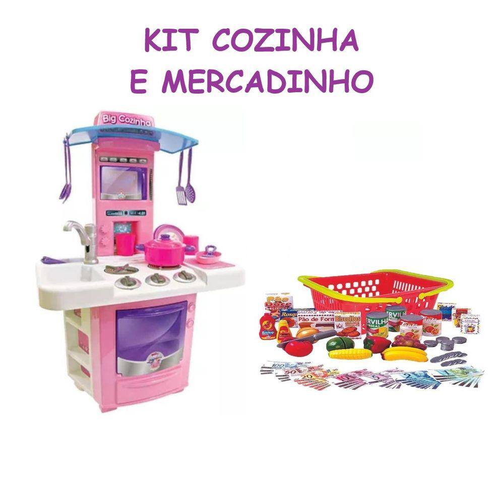 Kit Brinquedo Infantil Mercadinho Carrinho De Compras Barbie Chef