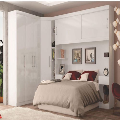 Menor preço em Guarda Roupa de Canto Modulado Casal Branco Brilho Genova Batrol